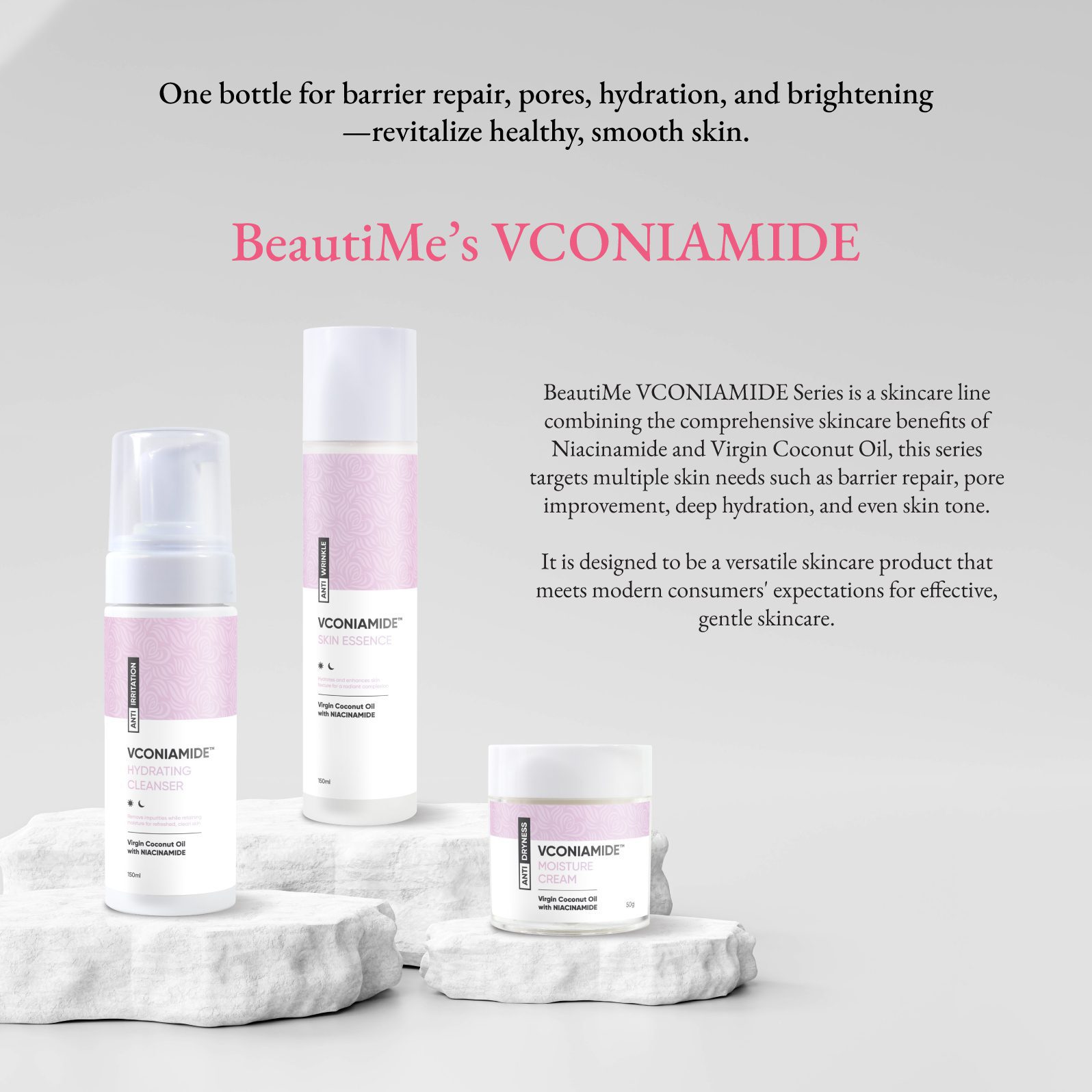 BeautiMe VCONIAMIDE™ Skin Essence (150ml) Anti Wrinkle Hydrating Brightening Essence with VCO and Niacinamide - Image 4