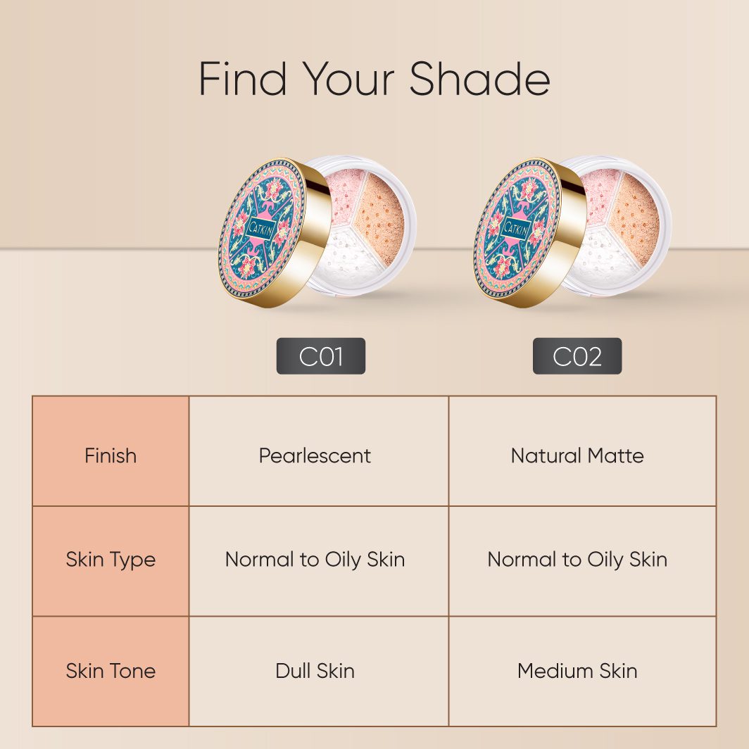CATKIN 3-Colours Loose Finishing Powder Setting Powder Oil Control Minimizes Pores Shimmer/Matte - Image 2