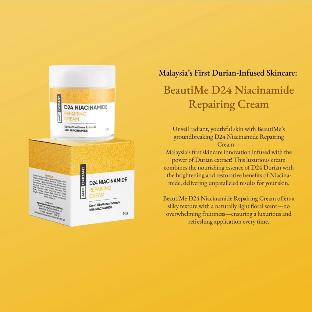 BeautiMe D24 Niacinamide Repairing Cream (50g) Revitalizing Cream with Durian Extract & Niacinamide - Image 6