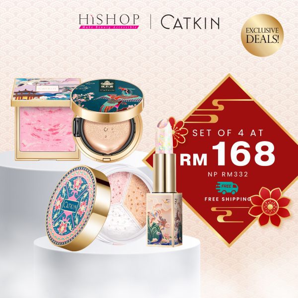 [CNY Promo] Catkin Dewy Skin Glow Set (BB Cushion + Color-Change Lip Balm + Shimmer Loose Powder + Rosy Blush)