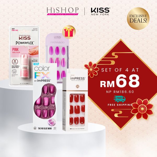 [CNY Promo] KISS Red Fortune Power Set (Press-On Nails + Nail Glue + Free Press & Go Coffin)