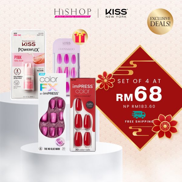 [CNY Promo] KISS Lucky Red Glam Set (Press-On Nails + Nail Glue + Free Press & Go Coffin)