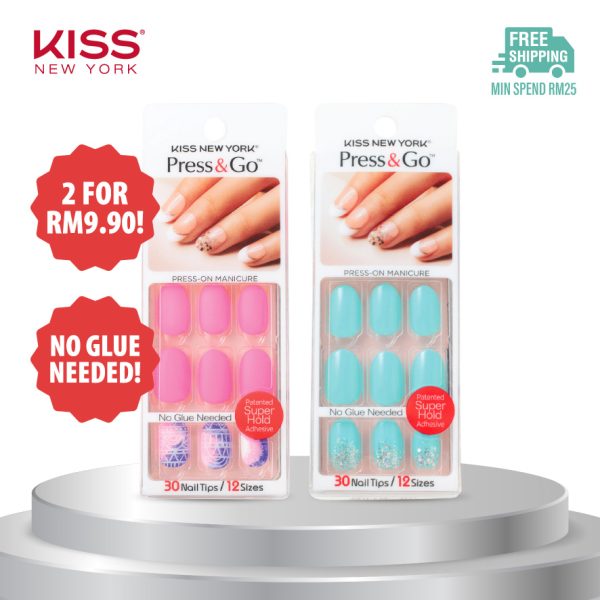 [CLEARANCE] Kiss New York Press & Go Nails 2 Pcs Manicure Set (NO GLUE NEEDED)