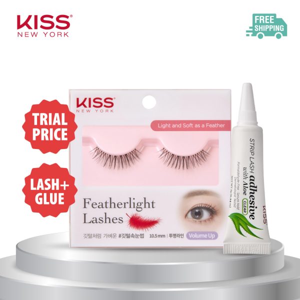 [CLEARANCE] Kiss New York Featherlight Lashes + Lash Glue (Glue + false lash, trial price)