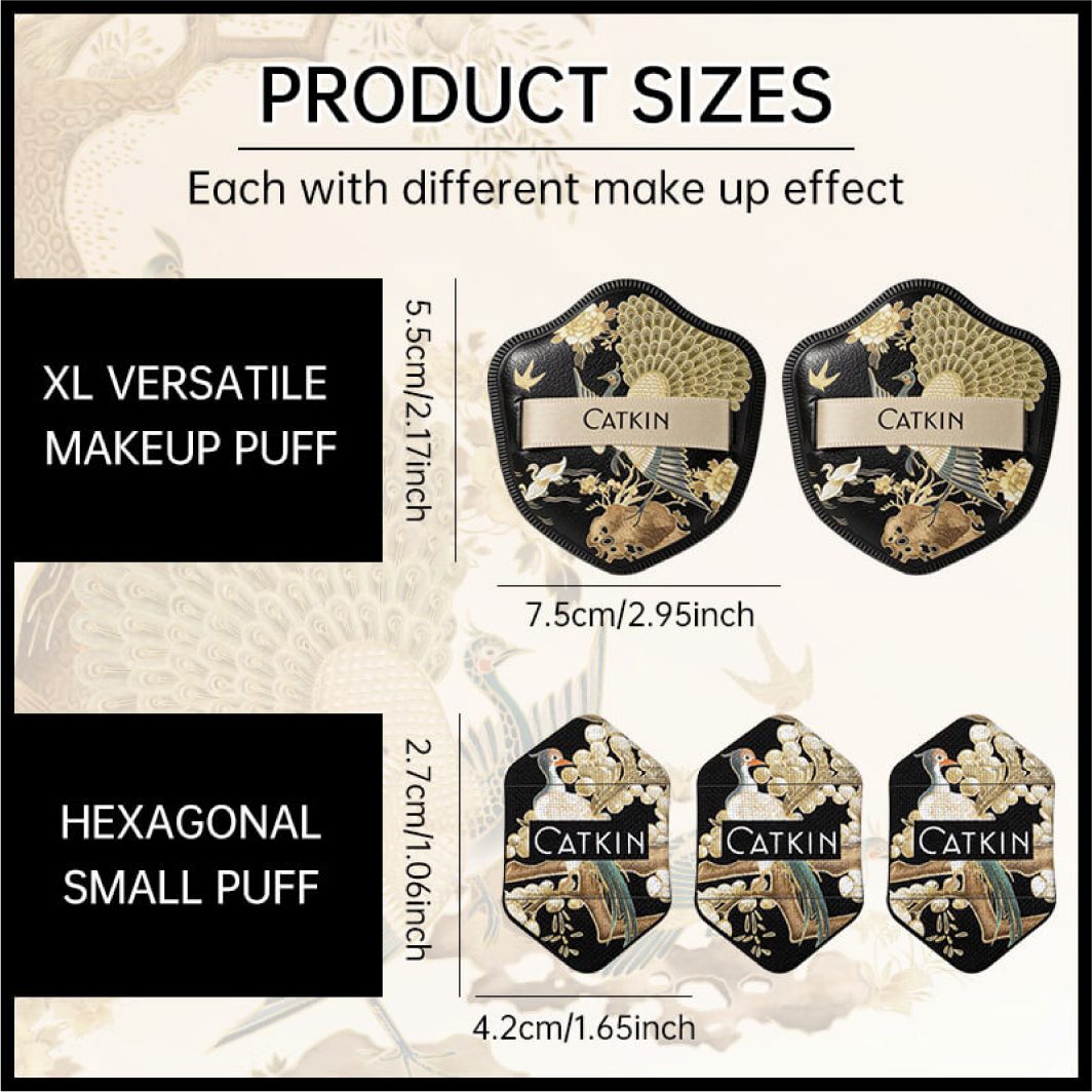 CATKIN Phoenix Makeup Puffs Collection 5 Pcs Set Gentle on skin Dry & Wet Use - Image 8