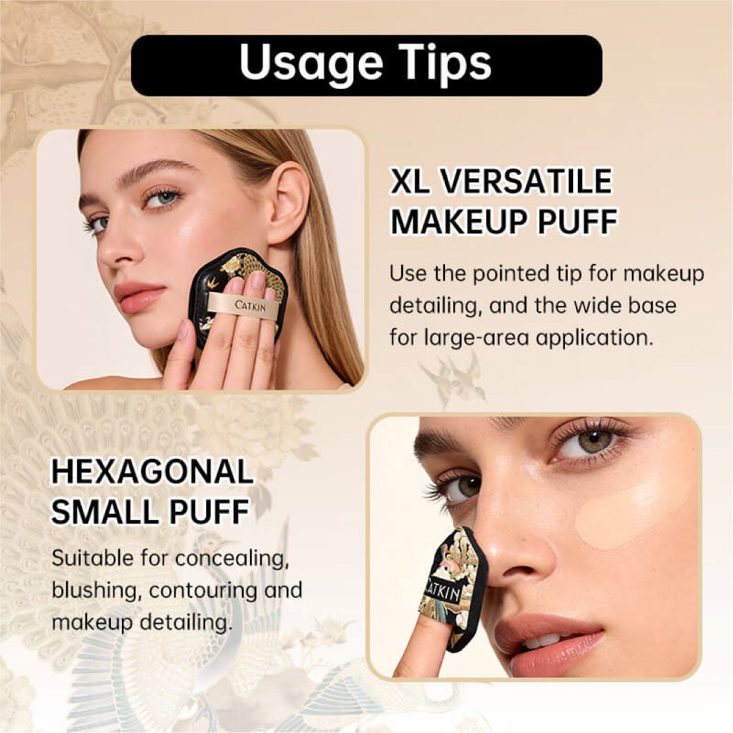 CATKIN Phoenix Makeup Puffs Collection 5 Pcs Set Gentle on skin Dry & Wet Use - Image 9